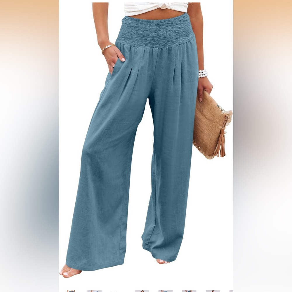 Chic Wide-Leg Women's Pants in Lake Blue